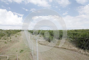 Fencing along the Chimpanzee Sanctuary of Ol Pejeta Conservancy, kenya