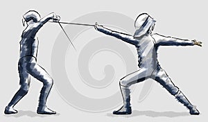 Fencing, fencers race, combat encounter