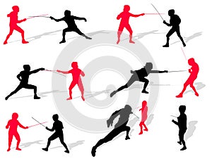 Fencing people silhouettes photo