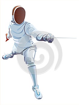 Fencing Player. Fencer Swordsman Athletes on a white background