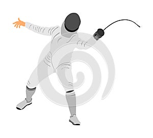 Scherma giocatore ritratto illustrazioni isolato su sfondo bianco. scherma concorrenza evento. spada battagliero. battaglia 