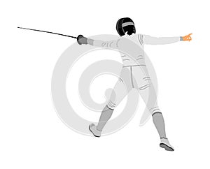 Scherma giocatore ritratto illustrazioni isolato su sfondo bianco. scherma concorrenza evento. spada battagliero. battaglia 