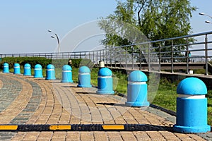 Fencing poles in a row