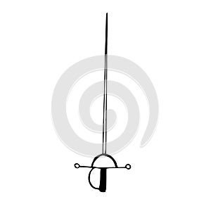 Fencing rapier vector illustration, hand drawing doodle