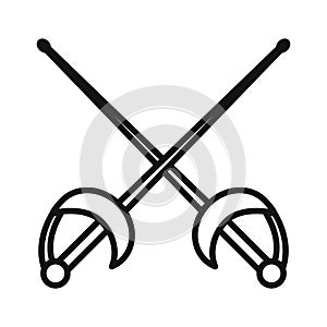 Fencing Sabre Black And White Icon Illustration Design