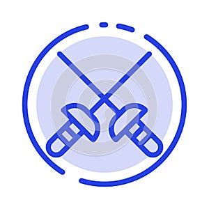 Fencing, Sabre, Sport Blue Dotted Line Line Icon