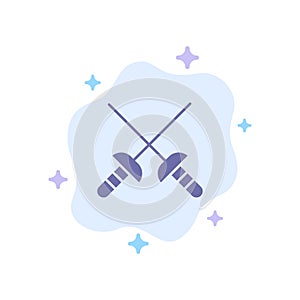 Fencing, Sabre, Sport Blue Icon on Abstract Cloud Background