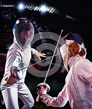 Fencing sport for women epee fencer.