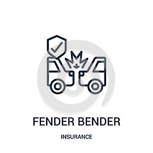 fender bender icon vector from insurance collection. Thin line fender bender outline icon vector illustration. Linear symbol