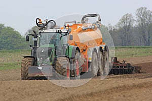 Fendt tractor with slurry tanker