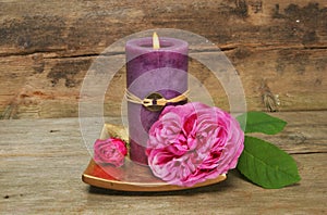 Feng Shui candle and rose