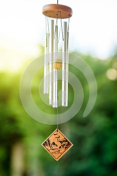 Feng shui chimes with nature in the background