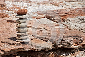 Feng shui equilibre with earth toned tilled stones