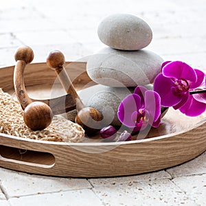 Feng shui and zen stability for body massage after bath