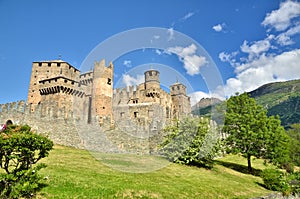 Fenis castle is a Medieval castle with a fascinating architecture and amazing courtyard photo
