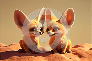 Fennec Fox foxes in snow heart melting Valentines Day card