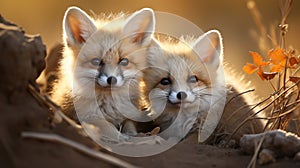 Fennec Foxes 2 sat with peace under the light
