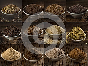 Fennel, Black tee, Cumin, Black mustard, Cloves Coriander, Sesame seeds, Green cardamom, Asafoetida powder, Thymol seeds, photo