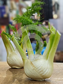 Fennel on a market counter