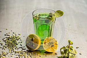 Fennel,variyali or Foeniculum vulgare juice/shrbat with sliced lemons,Citrus ÃÆÃ¢â¬â limon photo