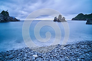 Fenniaolin Coast Landscape - Famous natural spot of Yilan, long exposure at sunrise, shot in Suao Township, Yilan, Taiwan.