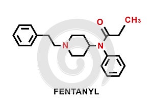 Fentanyl chemical formula. Fentanyl chemical molecular structure. Vector illustration