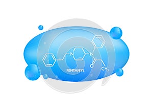 Fentanyl molecula formula. Vector drawing. Vector icon.