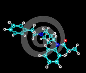 Fentanyl molecular structure on black background