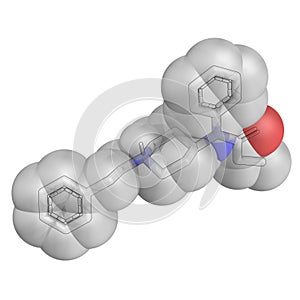 Fentanyl - Pain medication opioid - Transparent Spacefill with Licorice