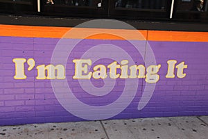 FENWAY PARK, Boston, Ma,I AM EATING IT sign