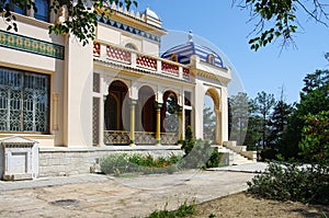 FEODOSIA, CRIMEA - July, 2020: Stamboli cottage in Feodosiya