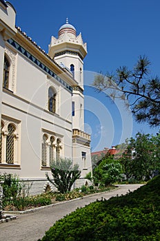 FEODOSIA, CRIMEA - July, 2020: Stamboli cottage in Feodosiya