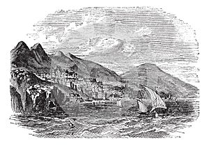 Feodosiya or Theodosia in Crimea Ukraine vintage engraving