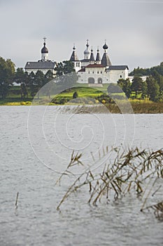 The Ferapontov Monastery on the shore of the Borodaevsky Lake. Vologda. Russian landscape