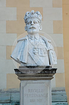 Ferdinand I of Romania bust in Citadel of Alba Iulia city in Romania