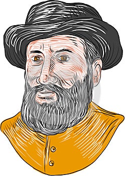 Ferdinand Magellan Bust Drawing