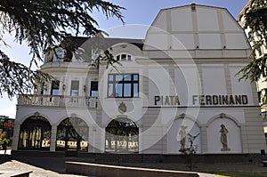 Ferdinand Market Building on the bank of Crisul Repede river of Oradea City in Romania.
