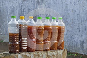 Fermentation of liquid organic fertilizer on an isolated white background