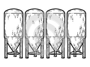 Fermentation tank for beer. Sketch scratch board imitation color.
