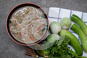 Fermented fish spicy dip Nam Prik Pla-ra as Thai pronunciation photo