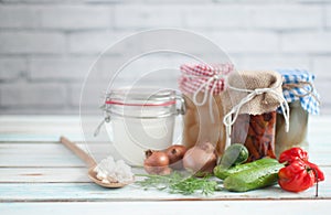 Fermented food jars photo