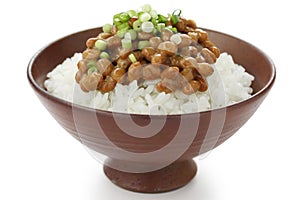 Fermented soy beans on rice , japanese food