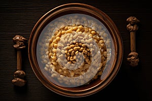Fermented Soybeans Natto, Traditional Healthy Japanese Soy Food, Abstract Generative AI Illustration