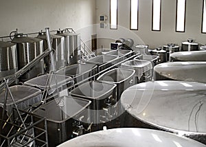 Fermenting tanks in a Napa winery