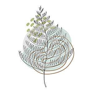 Fern autumn leaf vector illustration. Abstract shapes and Forest leaves clipart. Modern neutral elements design.
