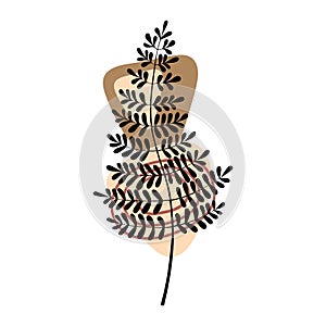 Fern autumn leaf vector illustration. Abstract shapes and Forest leaves clipart. Modern neutral elements design.