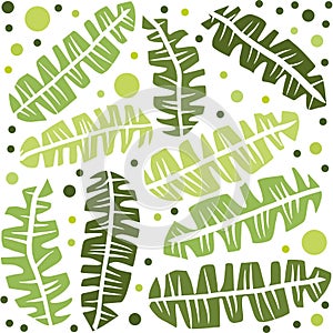 Fern leaves green vector sketch botanical seamless pattern. Tropics greenery scrapbook digital paper.