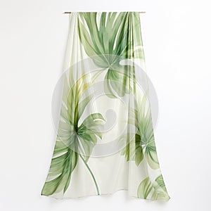 Green Tropical Leaf Sateen Wrap - White And Green Sarong