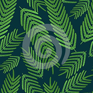 Fern seamless pattern. Large leaves on a green isolated background. Vector. Idea for wallpaper, cover, textile, wall.