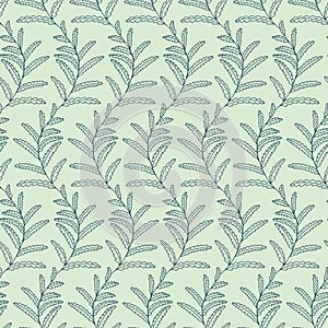 Fern vector repeat pattern, seamless leaf background
